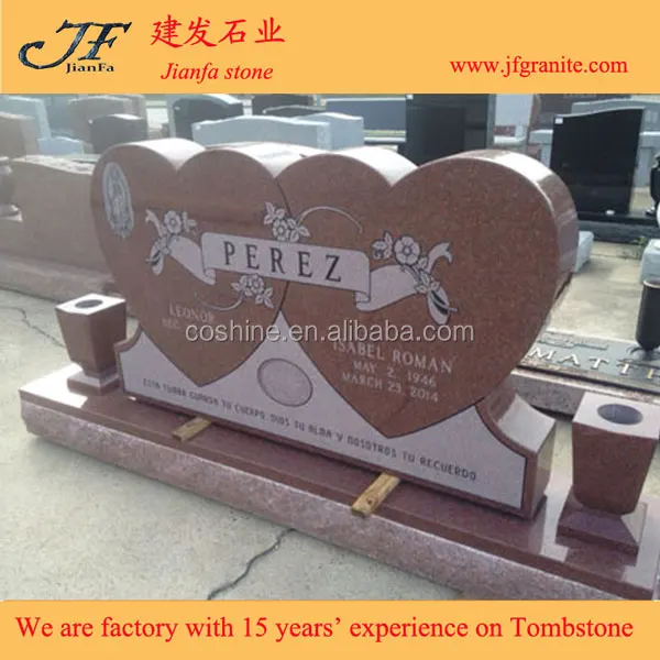 American Style Granite Monument Double Heart Shaped Headstone Tombstone
