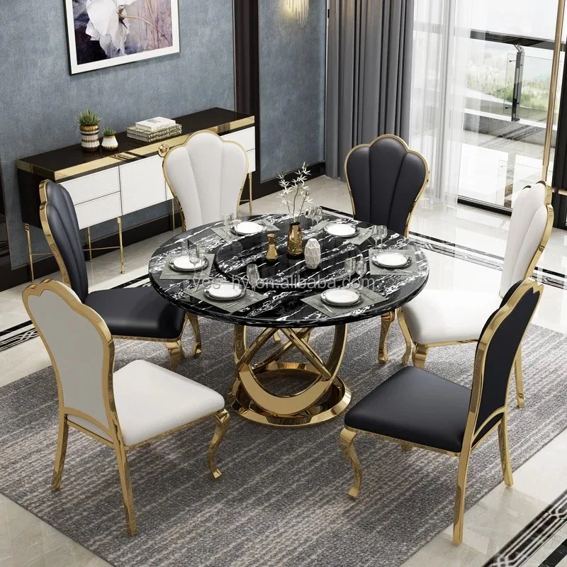 High Quality Stainless Steel Round Dining Table With Chairs D8 - Buy ...