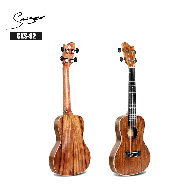 Popular Thin Body Ukulele Soprano 21 Inch Koa Wood Ukulele Kit From