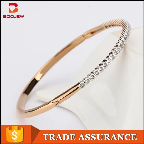 Light Weight Gold Bangle Cubic Zirconia Silver 18k Gold Bangle Saudi