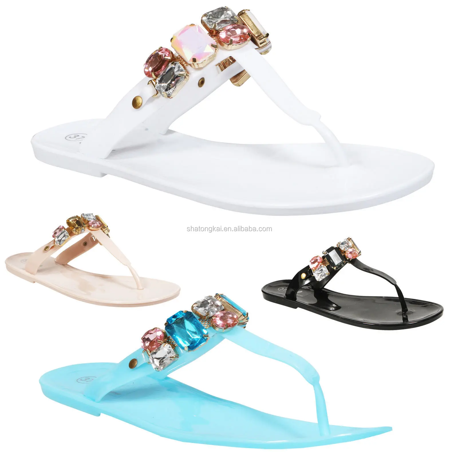 diamante jelly flip flops