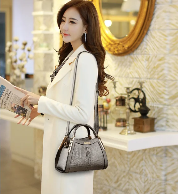 Alibaba Online Shopping Handbags Fashion Leather Women Purses Handbags