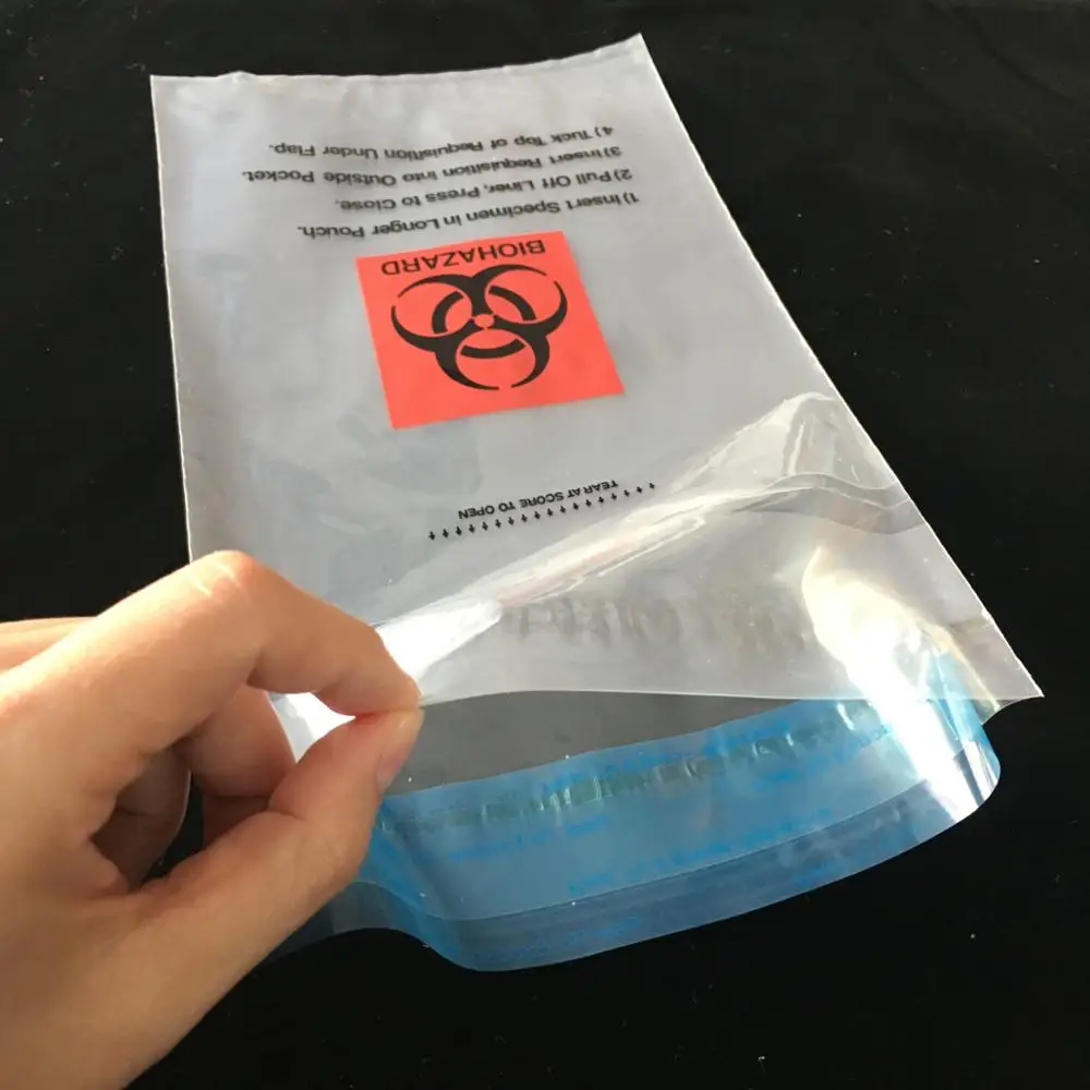 High Quality Adhesive Specimen Transport Plastic Lab Bag With Double