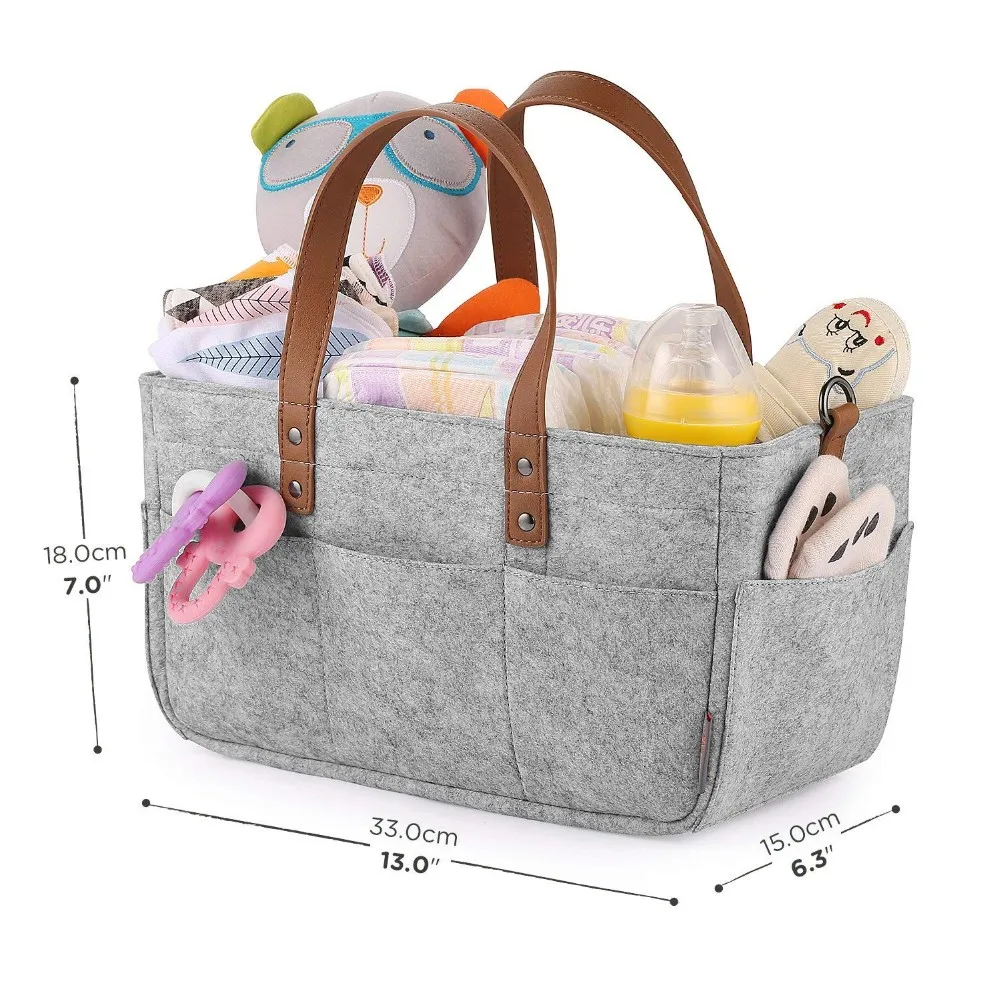 Reusable Baby Diaper Organizer Bag Felt Diaper Storage Caddy Organizer