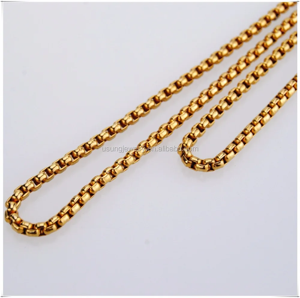 New Yellow Gold Plated Box Chain Design 