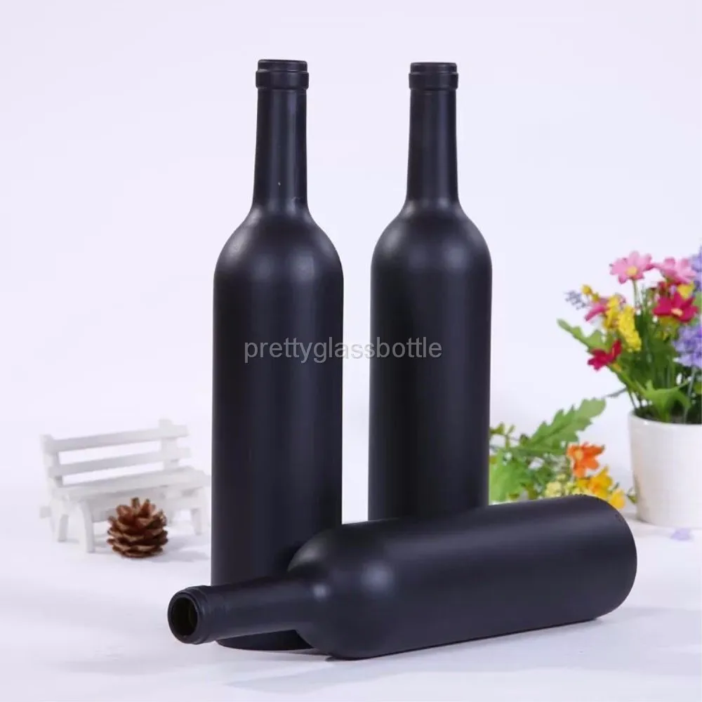 wine bottles with red frost