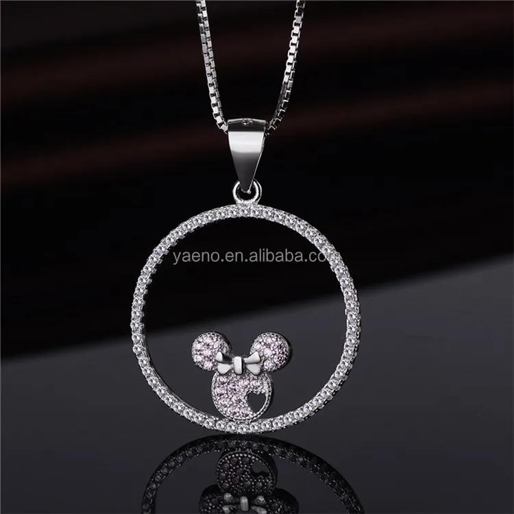 jewelry s925 sterling sliver mickey rotundity pendant necklace