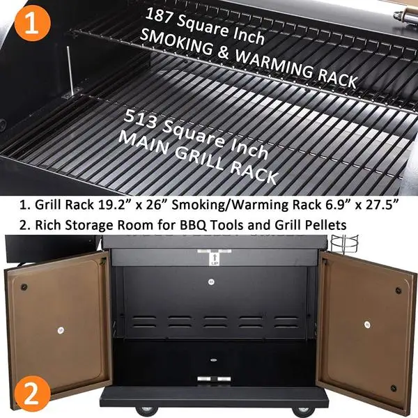 new high quality 8 in 1 wood pellet grill smoker bbq beef master with large grilling area storage pellet smoker with wheels