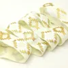 5/8" Gold Foil Fold Over Elastic Aztec FOE Elastic Ribbon Webbing for Hair Accessories Ivory Color 100 yards/Lot
