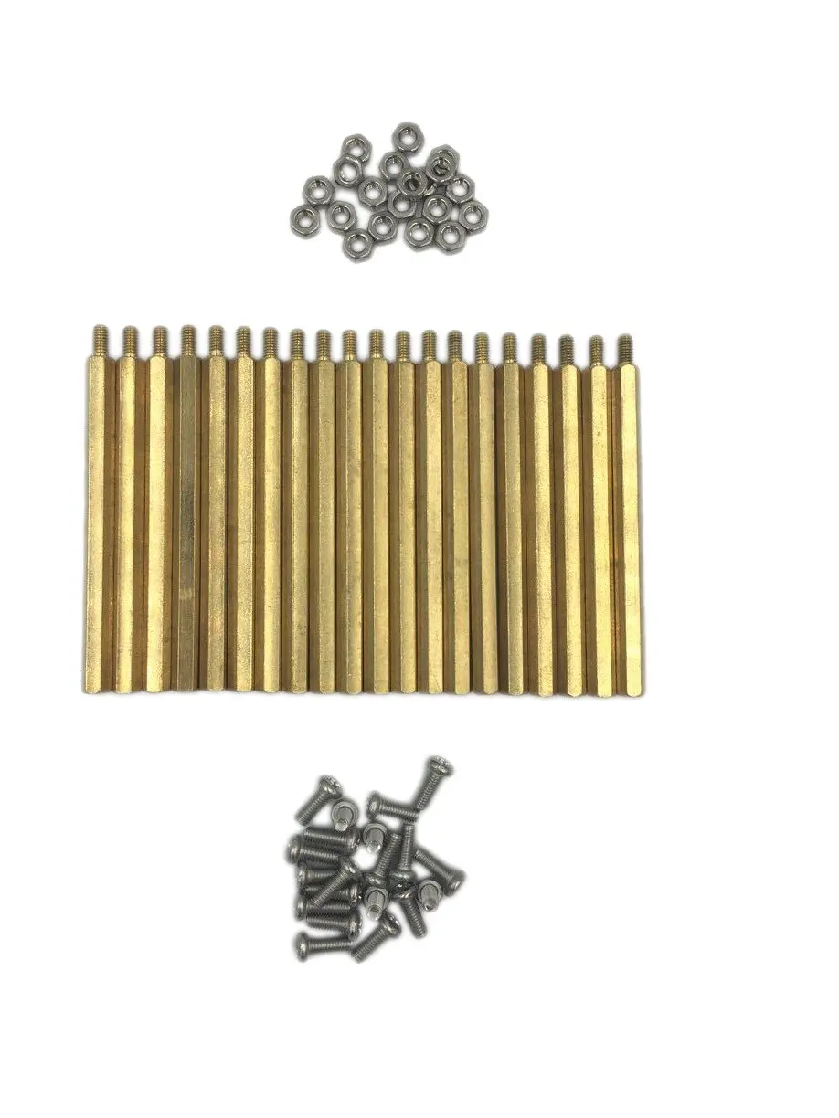 HVAZI 60PCS M3X0.5 60mm+6mm Brass Spacer Standoff/Stainless Steel Screws/Nut ; Male-Female