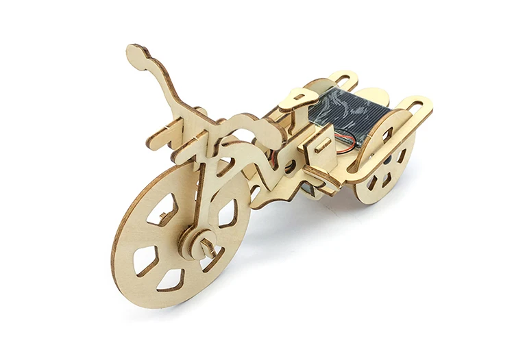 Wooden Running Tricycle Puzzle Cute Sunlight Solar Toys