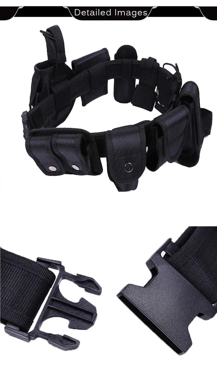 10pcs多功能黑色军用战斗皮带套装可调节陆军枪套警察警用安全带,带9