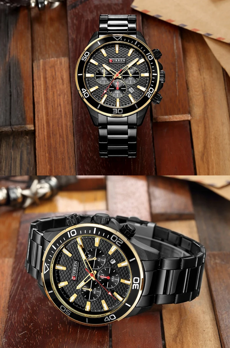 Curren 8309 Mens Watches Top Brand Luxury Stainless Steel Quartz Watch