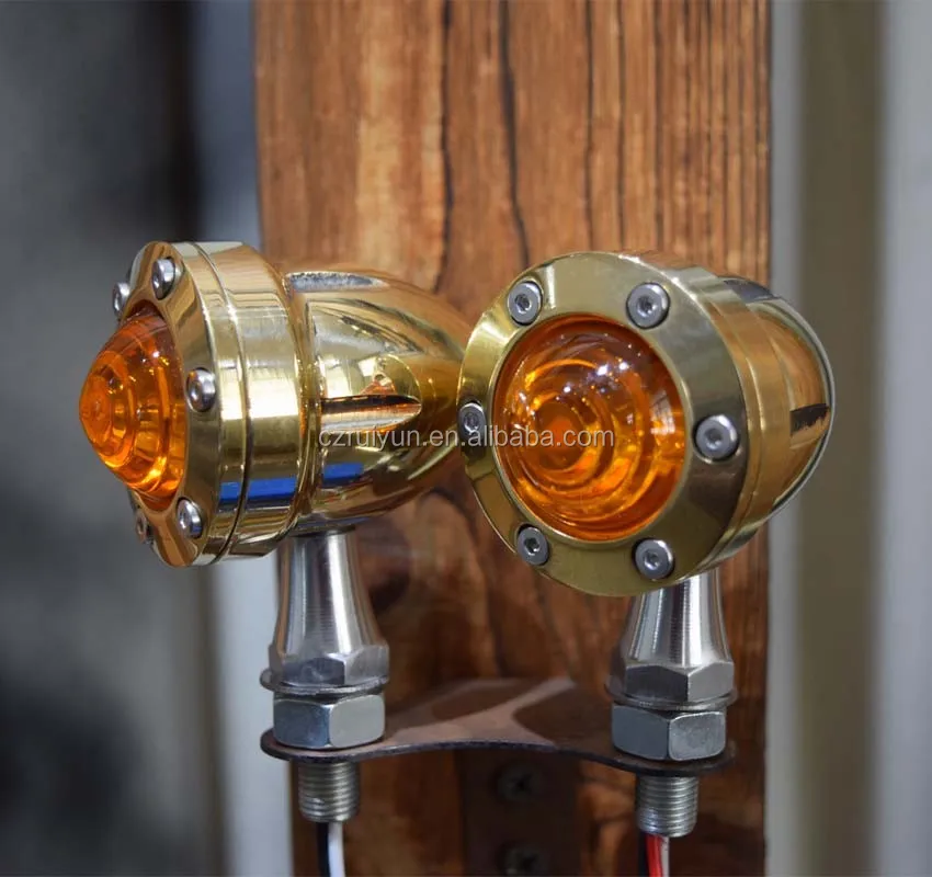 Motorcycle Brass Rsd Led Turn Signal Lights Custom Brass Turn Lights
