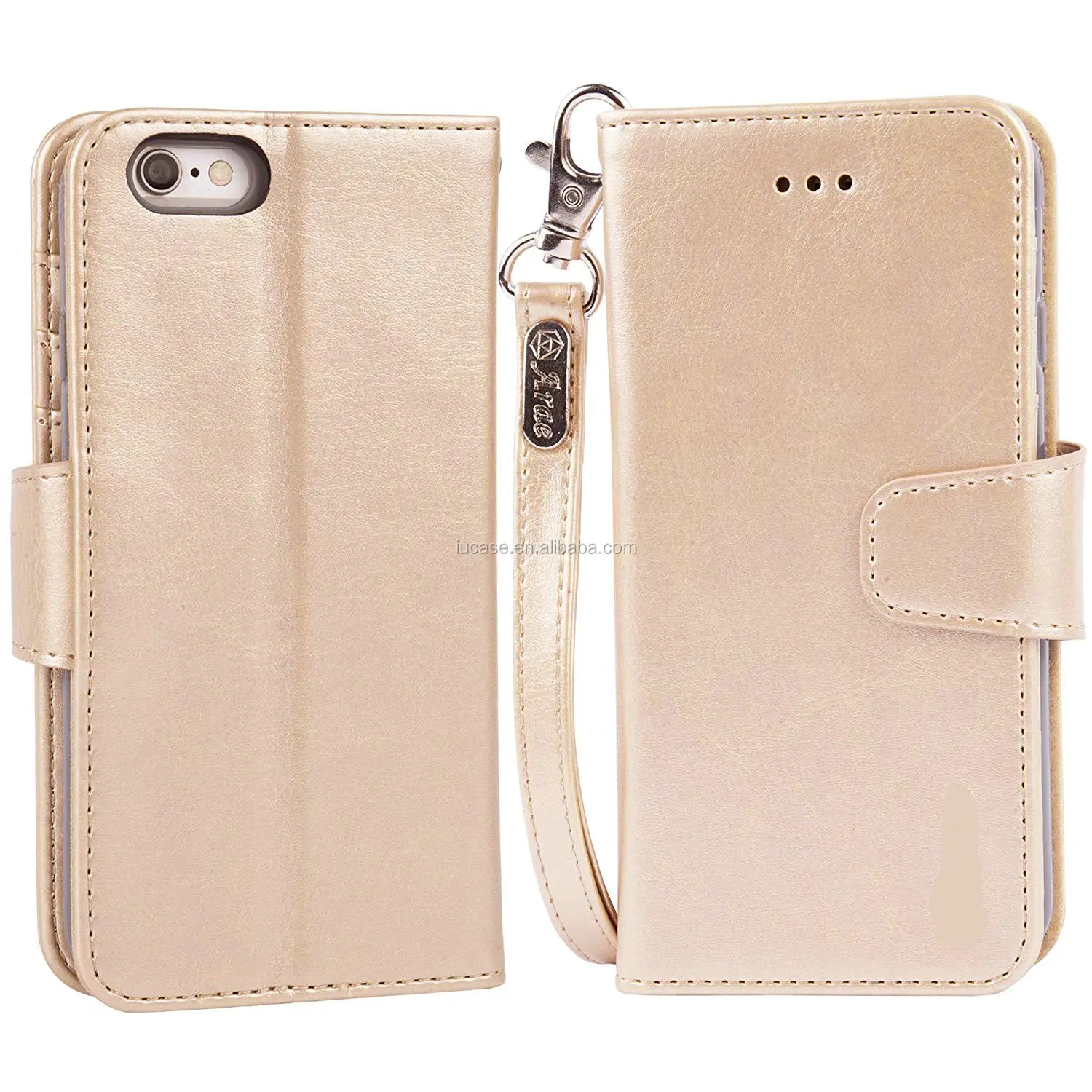 Pu Leather Rfid Blocking Wallet Phone Case With Hand Strap,Credit Card