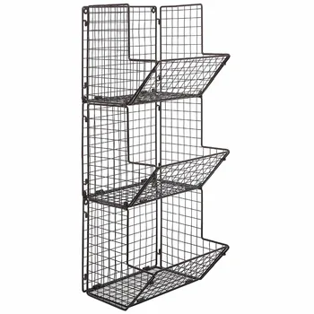 Metal Wire 3 Tier Wall Mounted Kitwire Baskets Perfect For Storing