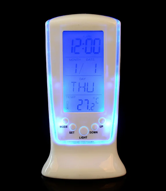 Oem Indoor Outdoor Temperature Humidity Sensor Colorful snooze Wireless Digital Weather Station Table Clock
