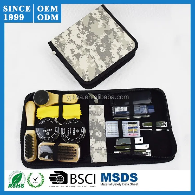 Army Shoe Shine Kit Set With Coloful Pouch Travel Army Shoe Polish Kit