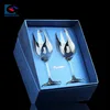 Luxury elegant marine blue gift wine glass box with silk