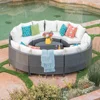 Patio Furniture Circle Style Yard Furniture Garden Rattan Sectional Sets With Two Half-Round Tea Table