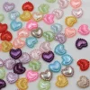 High Quality 10mm Mixed Color Plastic Half Pearl Heart Beads Flatback Heart Cabochons For DIY Phone Hair Bow Center