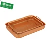 Copper ceramic coated roaster pan with copper rack