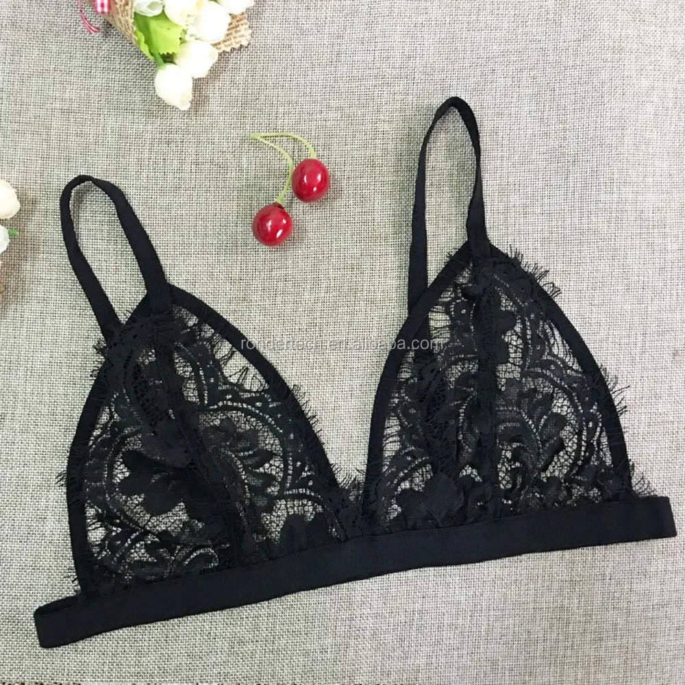 Cute Lady Mesh Floral Sheer Lace Triangle Bralette Bustier Crop Unpaded Bra SP Cute Lady Mesh Floral Sheer Lace Triangle Bralette Bustier Crop Unpaded Bra SP
