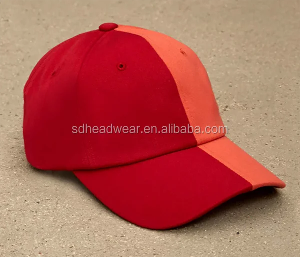 custom logo plain red split dad cap with adjustable back strap.png