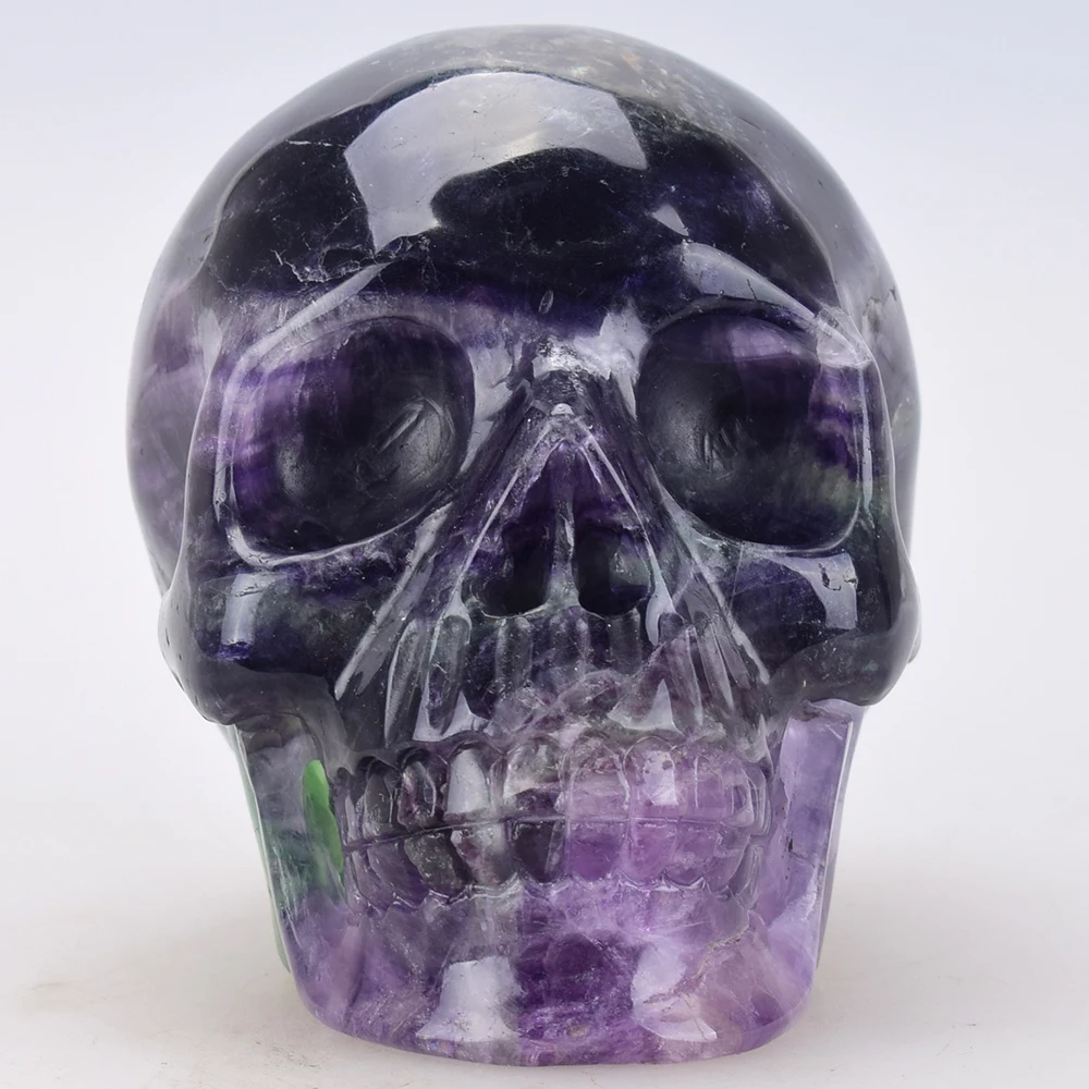 Realistic Great Quality Carving 6 Inch Fluorite Stone Crystal Skull