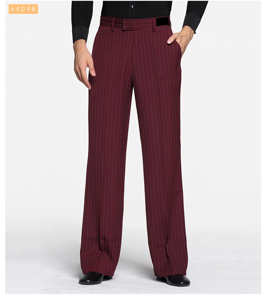 Mens Dance Pants Black White Pinstripe Classic Dance Pants For Latin