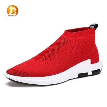 New Summer Casual Loafers Good Elasticity Red Knit Socks Sport