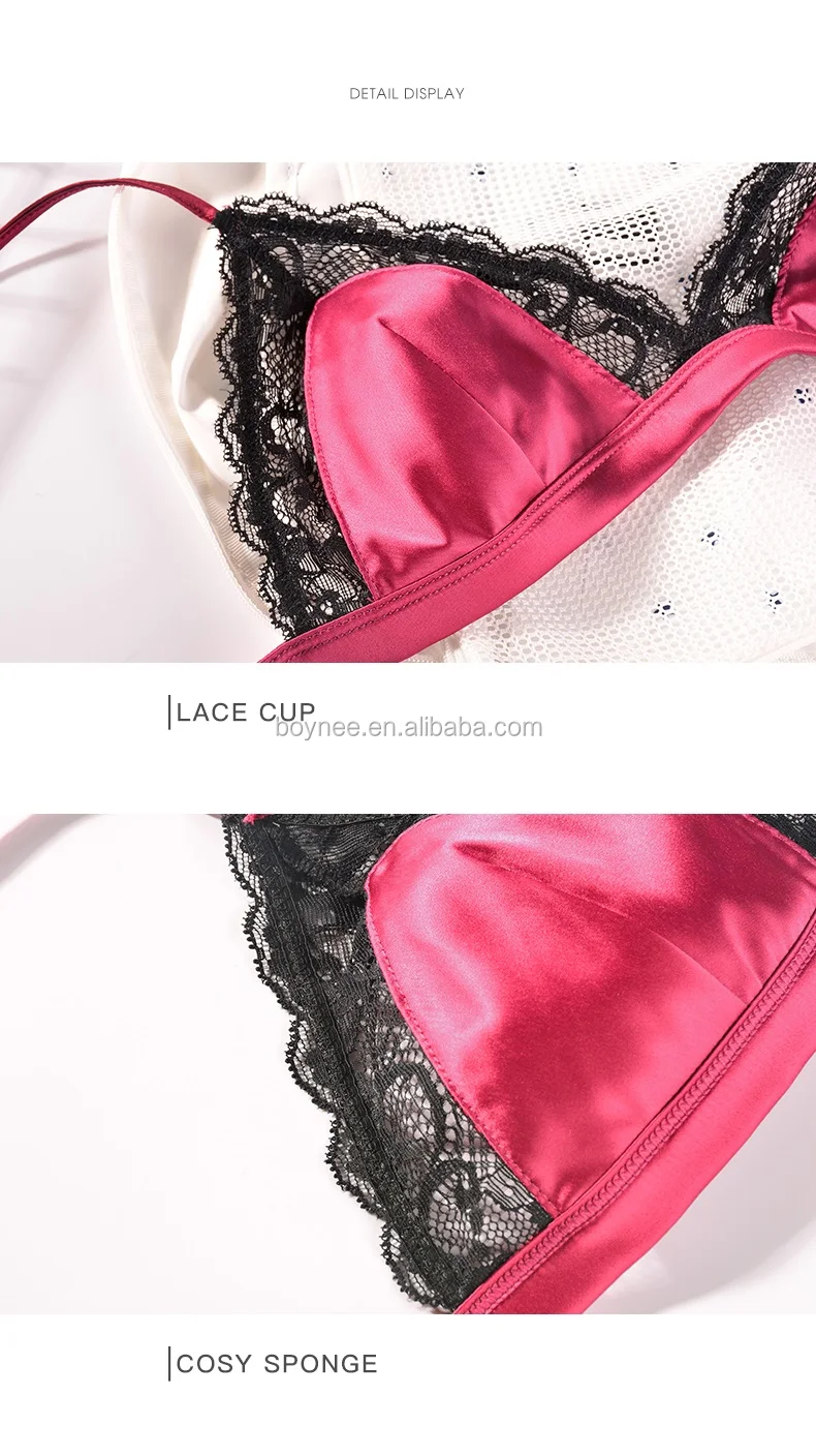 الساحرة المرأة ارتداءها مثير الملابس الداخلية مثلث Bralette الحرير