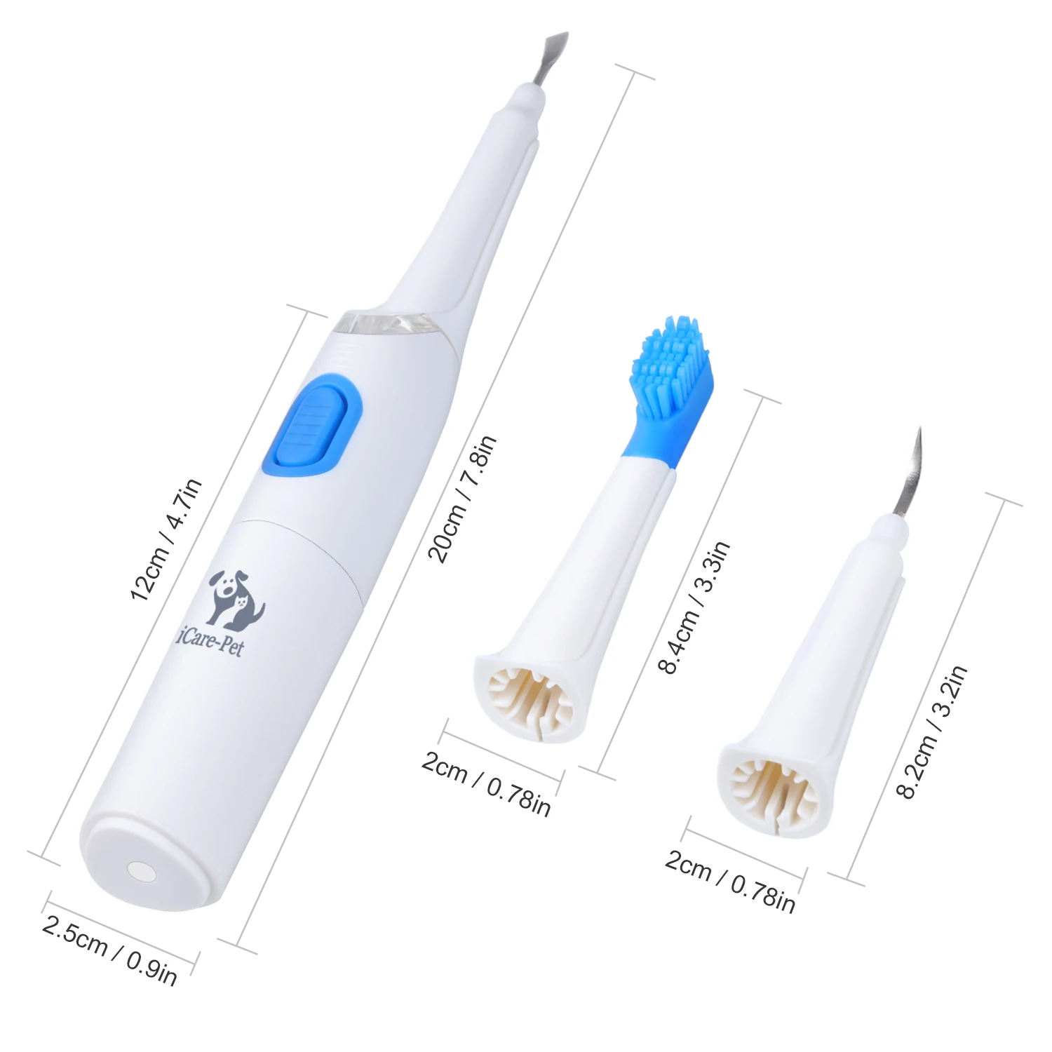 Dog Toothbrush Ultrasonic Toothbrush Dental Calculus Teeth Cleaner LED Light Home & Clinic Use Electric Dog Toothbrush