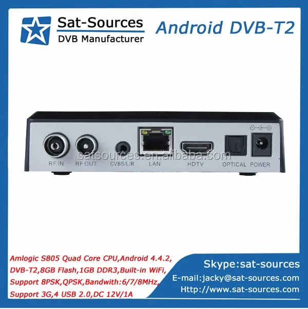 Android DVB-T2 Tuner with Quad Core CPU DVB-T2 Bandwith 6/7/8MHz