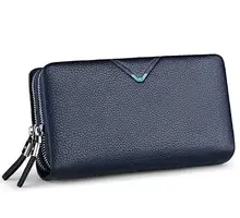 Поло мужской кошелек из натуральной кожи ремень клатч с двойной молнией