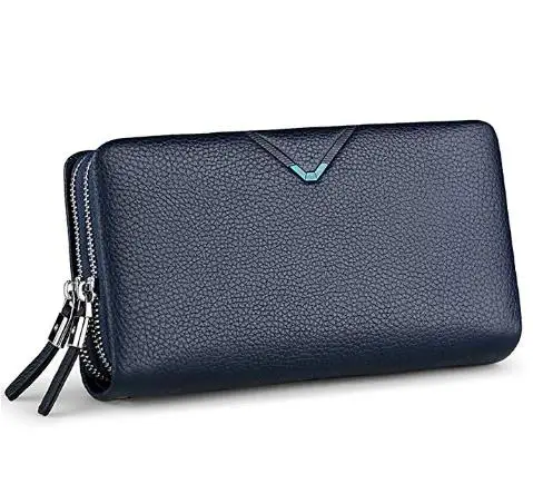 Cinta POLO Mens Carteira de Couro Genu&iacute;no Embreagem Saco com Duplo Z&iacute;per