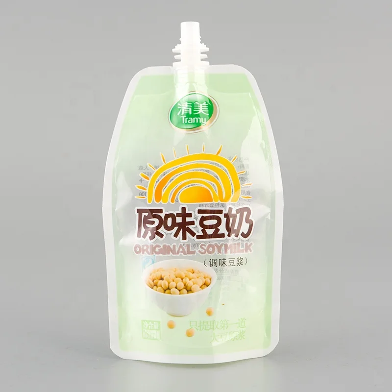 食品级塑料喷口饮料自封袋站起来 180毫升饮料袋与唇
