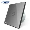 LIVOLO brand Tempered glass panel colorful design Grey color one gang one way power touch li ght switch VL-C701-15