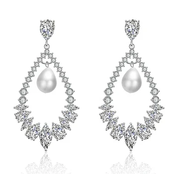 pearl earrings drop silver rakol aaa zircon femme larger