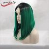 Bobo Type Short Synthetic Lace Front Wigs Glueless high density Hand made natural wave synthetic women 1B/Green Lace party Wig