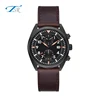 Newly design fashion big black dial china leather watch for men's gifts