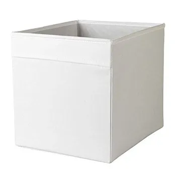 White Drona Box Organizing Folding Storage Bins 13 Inch Fabric