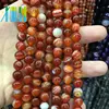 XULIN New Arrives AAA Quality 10mm Round Smooth Red Stripe Agate Quartz Stone Ruby Stone Gemstone Beads