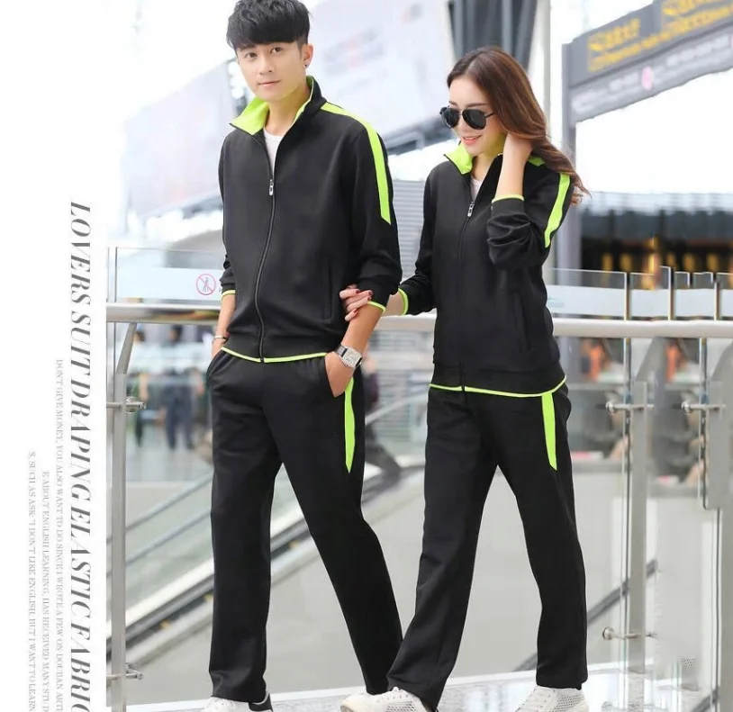 2 Piece Exercise Couple Sweat Suit Cotton Polyester Streetwear Couple ...