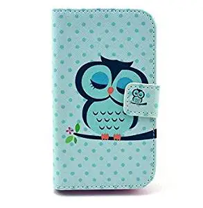 Noarks ® Premium Moto E Wallet Case - Wallet PU Leather Case Flip Cover Built-in Card Slots & Stand For Motorola Moto E (Owl Light Blue)