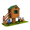 Children outdoor playground small wooden house slides