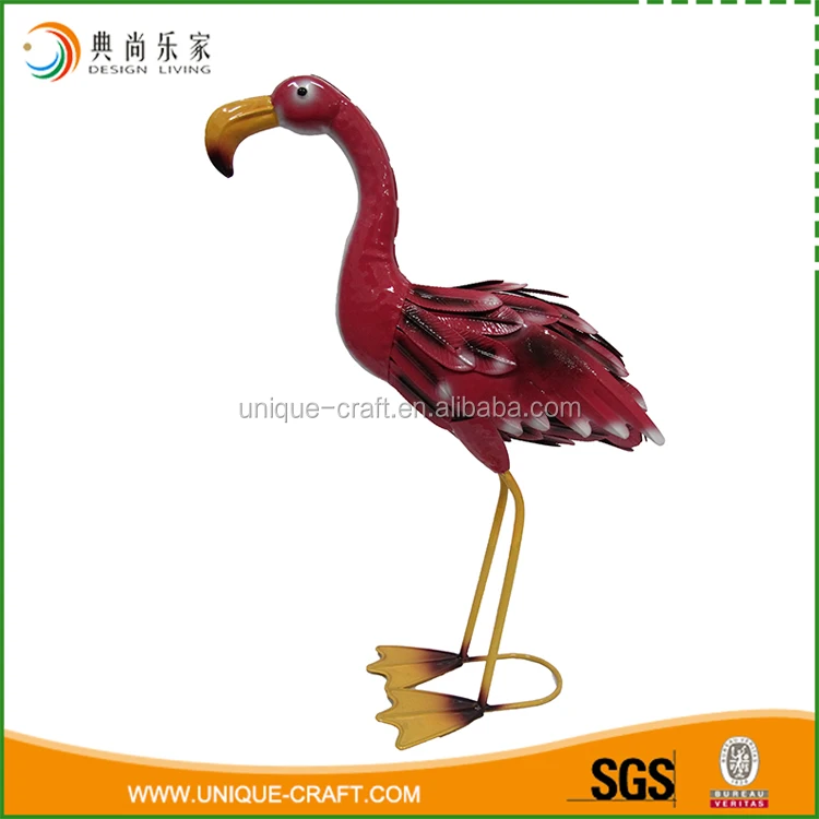 High quality garden figurine decor red metal flamingo