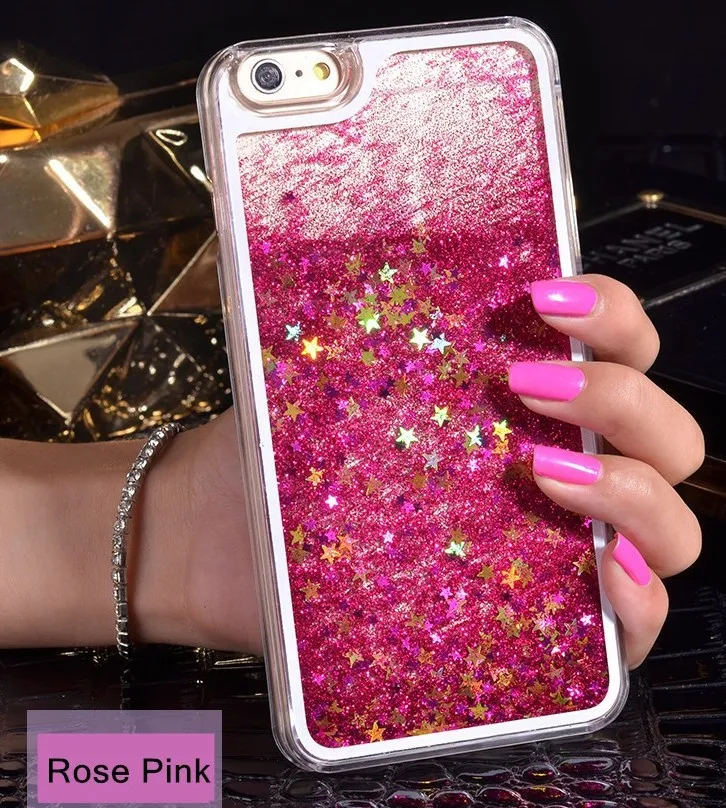 Hot Transparent Phone Case Glitter Stars Dynamic Liquid Quicksand Hard Case Back Cover Forfor iphone 6 plus 6s plus