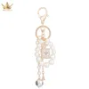 Charm Mini Trojan Crystal Key Chain Ring Holder Rhinestone Alloy Keychain Purse Pendant Key Jewelry Pearl Gift Bag Accessories