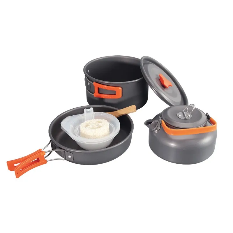 2-3 Person Outdoor Camping Pots And Pans Set Portable Nonstick ...